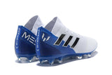 ADIDAS NEMEZIZ MESSI 18.1 FIRM GROUND CLEATS WHITE BLUE BLACK - TraShoes