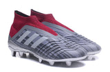 Adidas Predator 18+ Paul Pogba FG Soccer Cleats Iron Metallic Grey Red - TraShoes