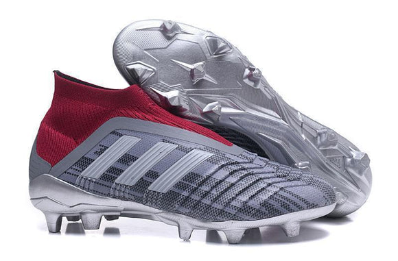 Adidas Predator 18+ Paul Pogba FG Soccer Cleats Iron Metallic Grey Red - TraShoes