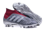 Adidas Predator 18+ Paul Pogba FG Soccer Cleats Iron Metallic Grey Red - TraShoes