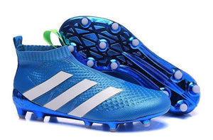 Adidas ACE 16+ Purecontrol FG/AG Soccer Cleats Blue White Green - TraShoes