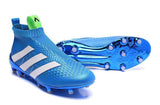 Adidas ACE 16+ Purecontrol FG/AG Soccer Cleats Blue White Green - TraShoes