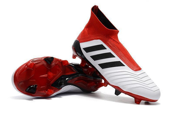 Adidas Predator 18+ FG Soccer Cleats White Solar Red Core Black - TraShoes