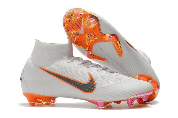 NIKE Mercurial Superfly VI 360 Elite FG White Orange - TraShoes