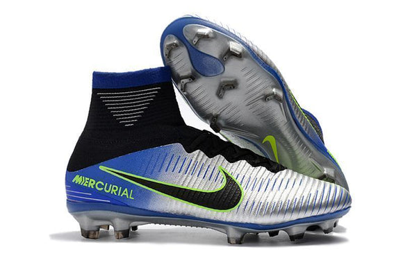 Nike Mercurial Superfly V FG Soccer Cleats Pure Platinum Blue Black - TraShoes