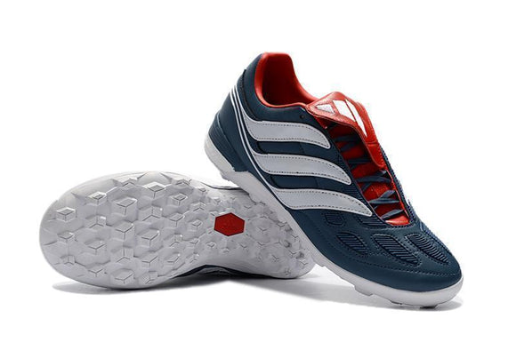 Adidas Predator Precision Turf Soccer Cleats Blue Grey White Red - TraShoes