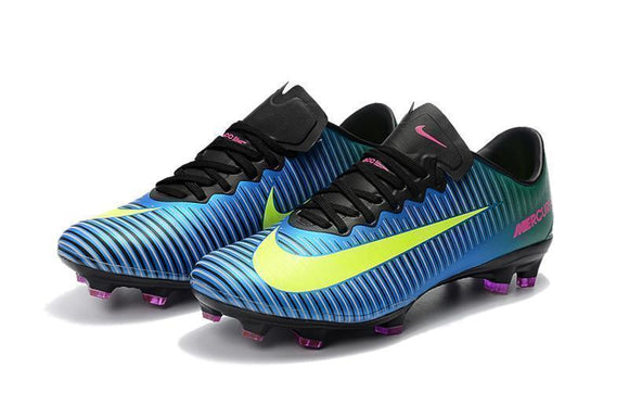 Nike Mercurial Vapor XI FG Soccer Cleats Blue Green Yellow - TraShoes