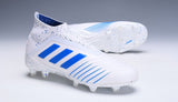 Adidas Predator 19.1 FG White Blue no Lace - TraShoes