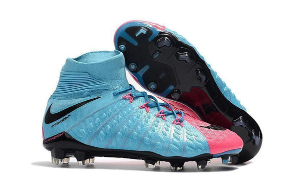 Nike Hypervenom Phantom III DF FG Soccer Cleats Blue Pink Black - TraShoes