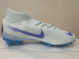 Nike Mercurial Superfly VI Academy MG Cleat White Blue High Cut - TraShoes