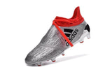 Adidas X 16+ Purechaos FG/AG Soccer Cleats Silver Metallic Solar Red - TraShoes
