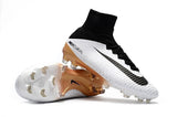 Nike Mercurial Superfly V FG Soccer Cleats White Black Gold - TraShoes