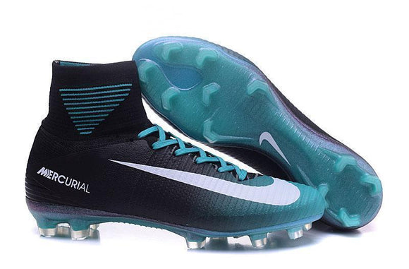 Nike Mercurial Superfly V FG Soccer Cleats Blue Black White - TraShoes