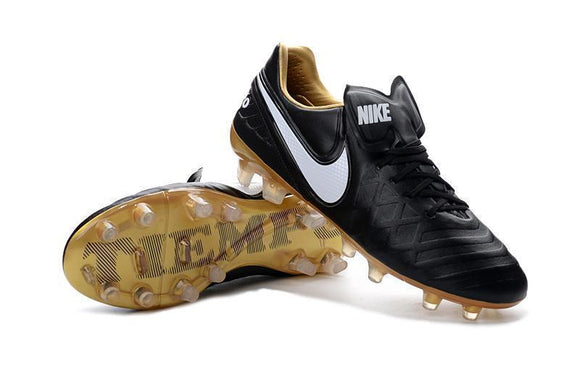 Nike Tiempo Legend VI FG Soccer Cleats Black White Metallic Gold - TraShoes