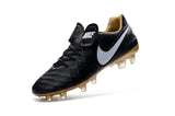 Nike Tiempo Legend VI FG Soccer Cleats Black White Metallic Gold - TraShoes