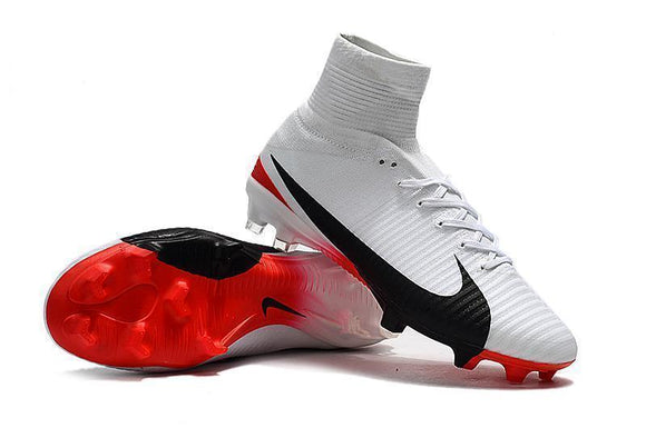 Nike Mercurial Superfly V FG Soccer Cleats White Red Black - TraShoes