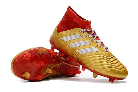 Adidas Predator 18.1 FG Soccer Cleats Golden Core White Red - TraShoes