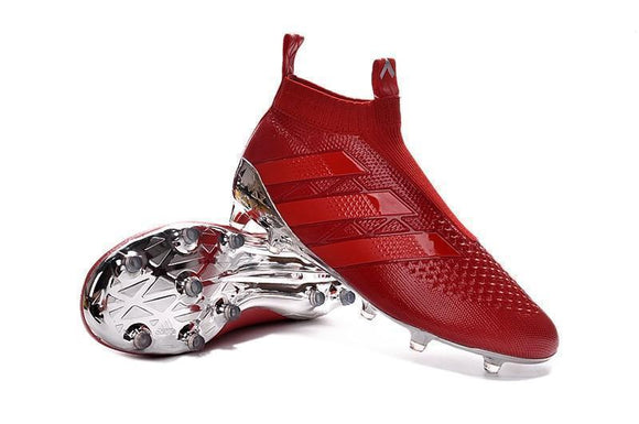 Adidas ACE 16+ Purecontrol FG/AG Soccer Cleats Red Silver - TraShoes