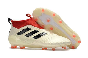 Adidas Ace 17+ Purecontrol FG Champagne Soccer Cleats White Red Black - TraShoes