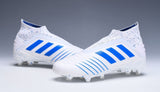 Adidas Predator 19.1 FG White Blue no Lace - TraShoes