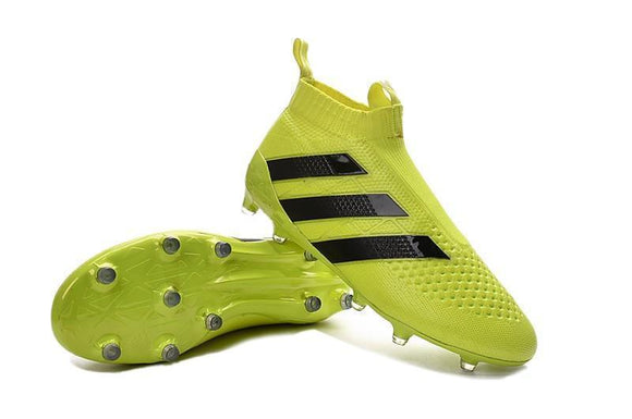 Adidas ACE 16+ Purecontrol FG/AG Soccer Cleats Solar Yellow Black - TraShoes