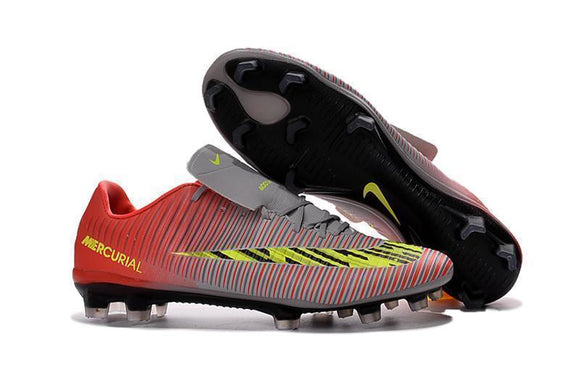 Nike Mercurial Vapor XI FG Soccer Cleats Silver Yellow Red - TraShoes