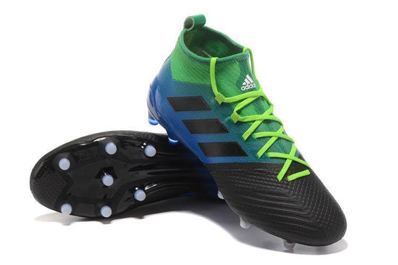 Adidas ACE 17.1 Primeknit Soccer Cleats Core Black Blue Green - TraShoes