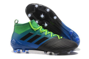 Adidas ACE 17.1 Primeknit Soccer Cleats Core Black Blue Green - TraShoes