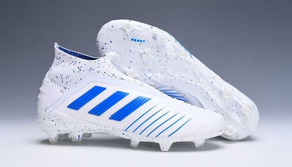 Adidas Predator 19.1 FG White Blue no Lace - TraShoes