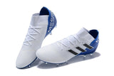 ADIDAS NEMEZIZ MESSI 18.1 FIRM GROUND CLEATS WHITE BLUE BLACK - TraShoes