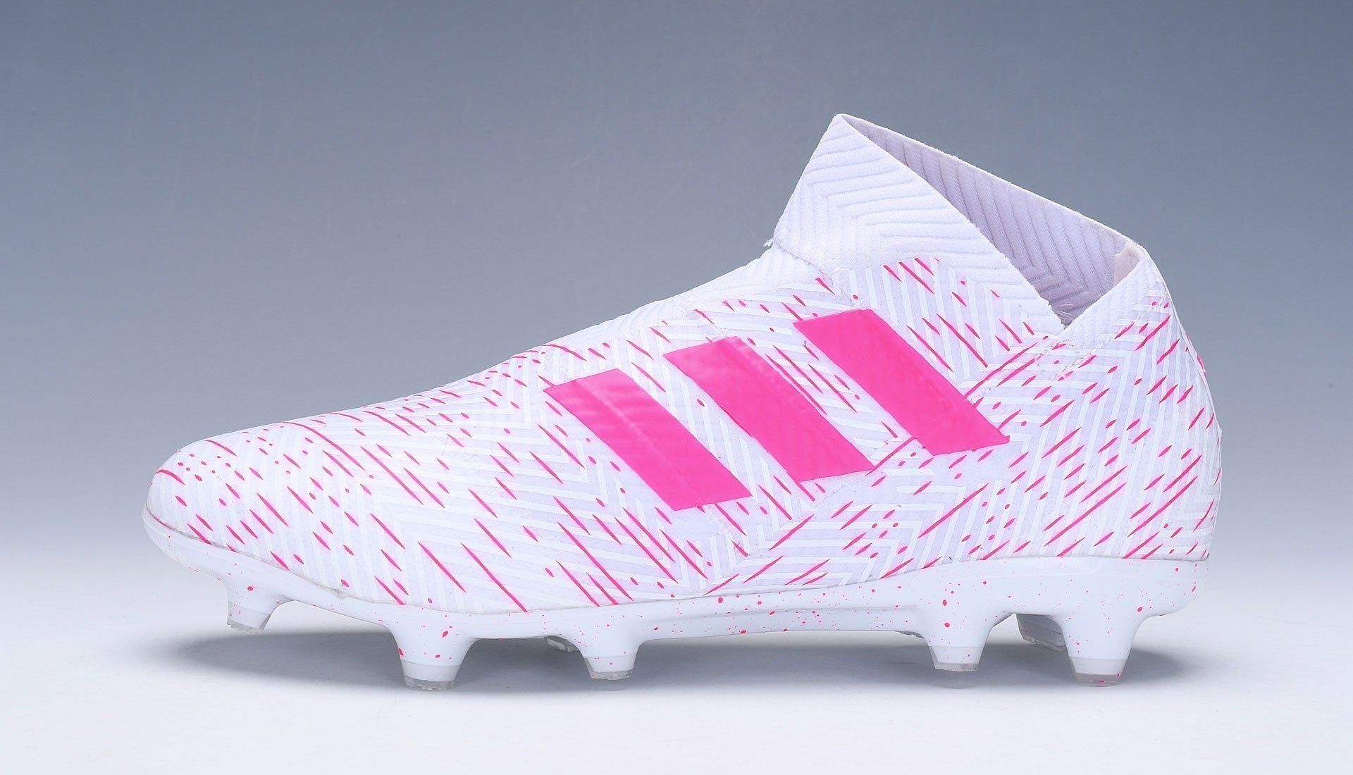 New Adidas Nemeziz 18+ FG Soccer Cleats Shoes White Pink Laceless – TraShoes