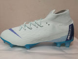 Nike Mercurial Superfly VI Academy MG Cleat White Blue High Cut - TraShoes