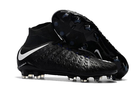 Nike Hypervenom Phantom III DF FG Soccer Cleats Blackout Black White - TraShoes