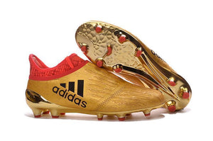 Adidas X 16+ Purechaos FG/AG Soccer Cleats Metallic Gold Red - TraShoes