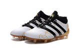 Adidas ACE 16.1 Primeknit FG/AG Soccer Shoes White Black Gold Metallic - TraShoes