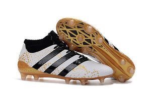 Adidas ACE 16.1 Primeknit FG/AG Soccer Shoes White Black Gold Metallic - TraShoes