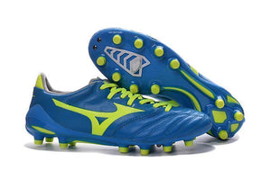 Mizuno Morelia Neo II FG Soccer Cleats Diva Blue Safety Yellow - TraShoes