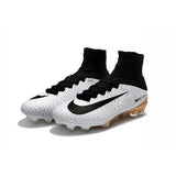 Nike Mercurial Superfly V FG Soccer Cleats White Black Gold - TraShoes