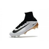 Nike Mercurial Superfly V FG Soccer Cleats White Black Gold - TraShoes