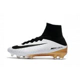 Nike Mercurial Superfly V FG Soccer Cleats White Black Gold - TraShoes