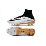 Nike Mercurial Superfly V FG Soccer Cleats White Black Gold - TraShoes