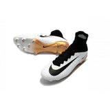 Nike Mercurial Superfly V FG Soccer Cleats White Black Gold - TraShoes