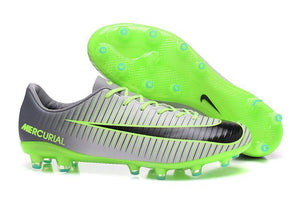 Nike Mercurial Vapor XI AG Soccer Cleats Grey Black Green - TraShoes