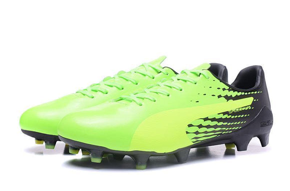 PUMA evoSPEED 17 SL-S FG Soccer Cleats Green Black Yellow - TraShoes