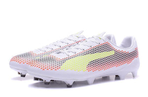 PUMA evoSPEED 17 FG Soccer Cleats White Orange Black Yellow - TraShoes