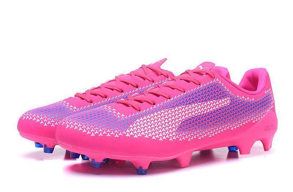 PUMA evoSPEED 17 FG Soccer Cleats Pink Blue White - TraShoes