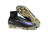 Nike Mercurial Superfly V FG Soccer Cleats Black Blue Golden - TraShoes