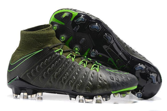 Nike Hypervenom Phantom III DF FG Soccer Cleats Grey Green Black - TraShoes